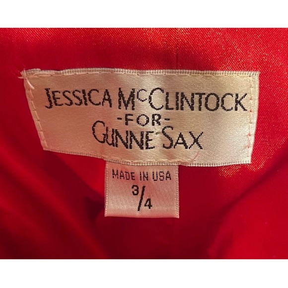 JESSICA MCCLINTOCK FOR GUNNE SAX Vintage Poka Dot Red Strapless Dress Corset - Picture 2 of 5